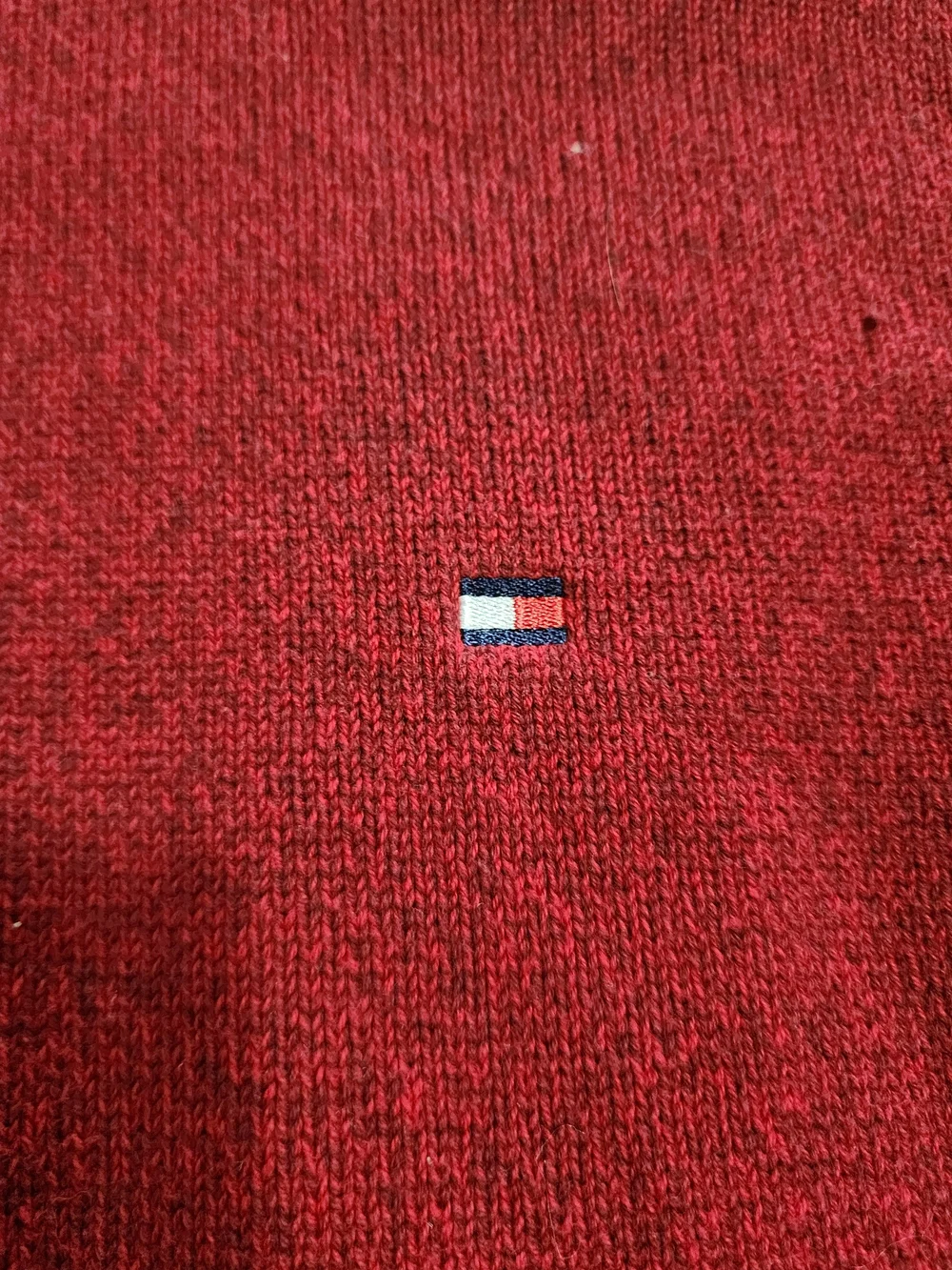 Vintage Tommy Hilfiger Cotton Red Ribbed Knit Oversized Pullover Sweater Logo Lg